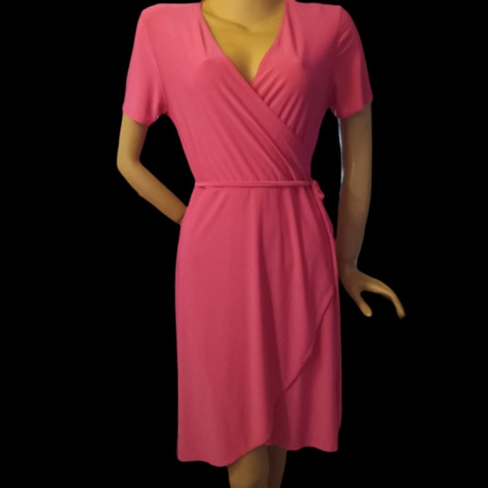 Star Vixen rose carnation wrap-style ballerina dress Size L